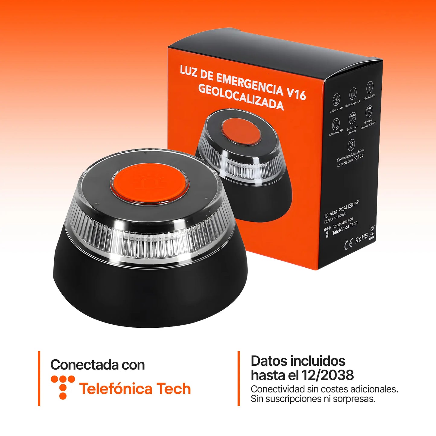 Luz de emergencia V16 geolocalizada | Homologada DGT - Obligatoria en 2026 | laBaliza